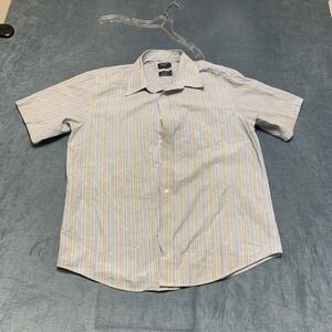 Dockers Stain Defender Dress Shirt Mens Large 16-16.5 Multicolor Striped Formal